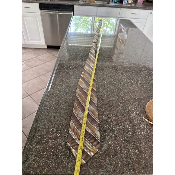 Brooks Brothers Silk Mens Neck Tie Squared Ribbed Geo Ancient Long 58 inches 4w - Picture 11 of 12